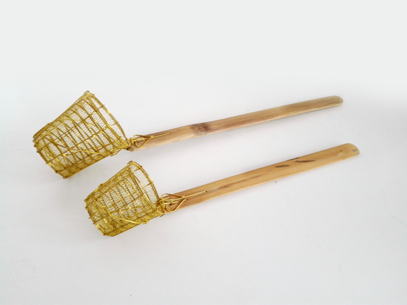 colador cocina asia alambre dorado bambu l13-69 o12 l8_5-51 o9 1u